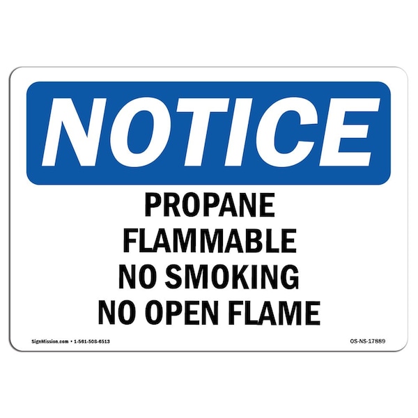 OSHA, Propane Flammable No Smoking No Open Flame, 5in X 3.5in, 10PK, 3.5" W, 5" L, Landscape, PK10